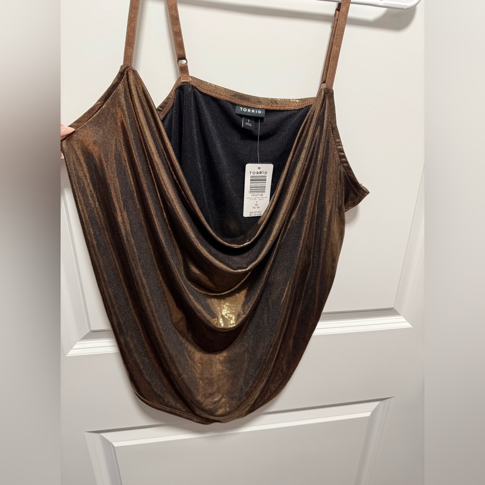 Torrid Metallic Brown Cowl Neck Top
